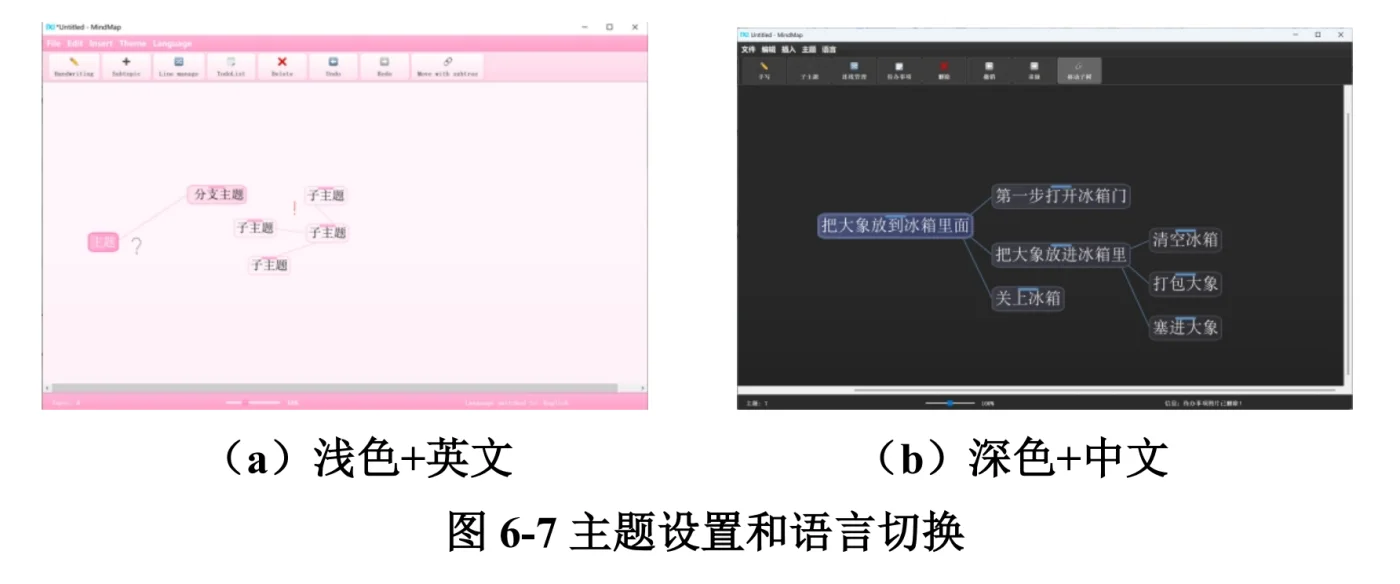 MindMap light and dark themes with Chinese-English interfaces